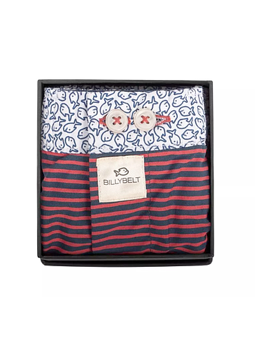 BillyBelt - Biologisch katoenen boxershorts - Red Stripes - Maat S