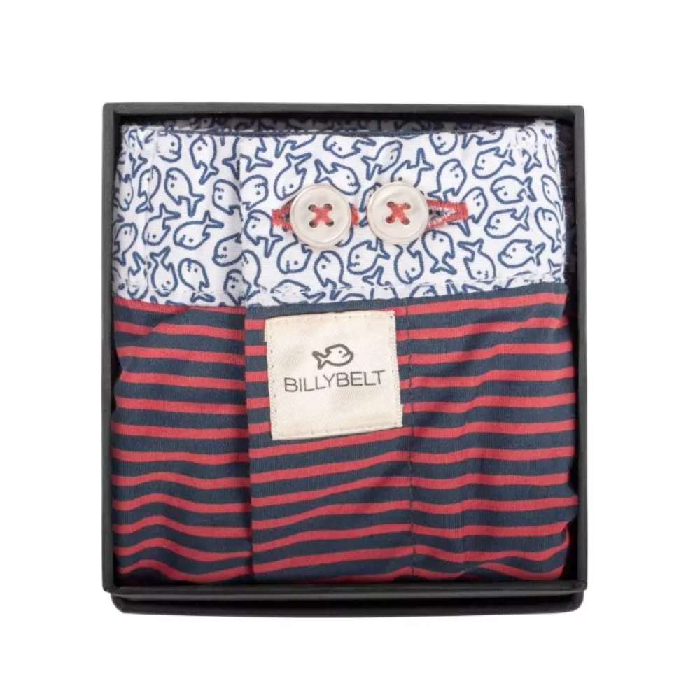 BillyBelt - Biologisch katoenen boxershorts - Red Stripes - Maat 2XL