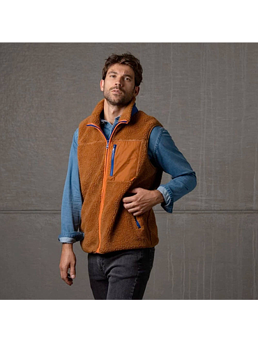 BillyBelt - Mouwloos Sherpa Jas - Camel - L