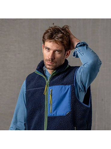 BillyBelt - Sleeveless Sherpa Jacket - Navy - S